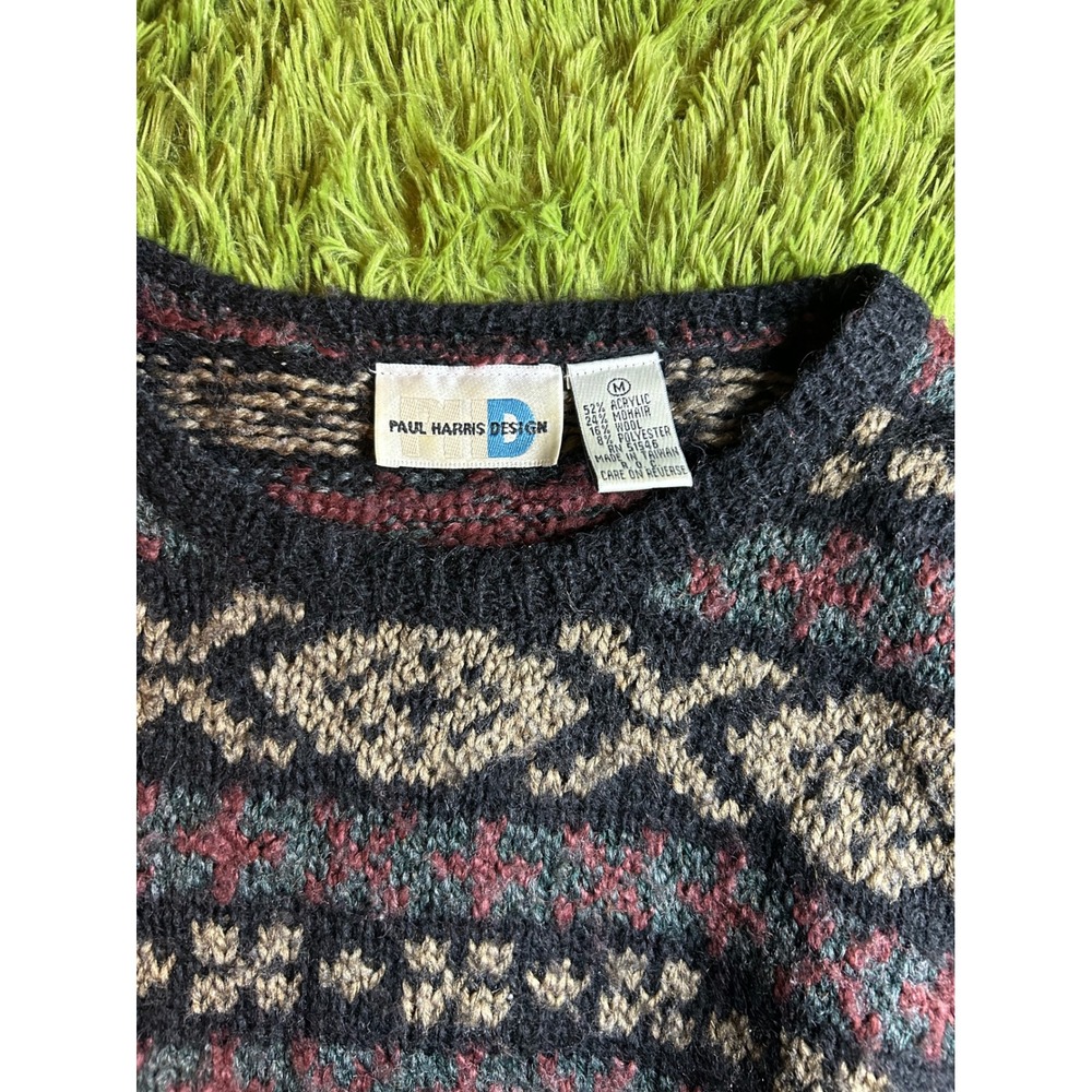 Paul Harris Design Vintage Sweater Med Mohair Blend Vintage Nordic Fair Isle - Picture 5 of 7